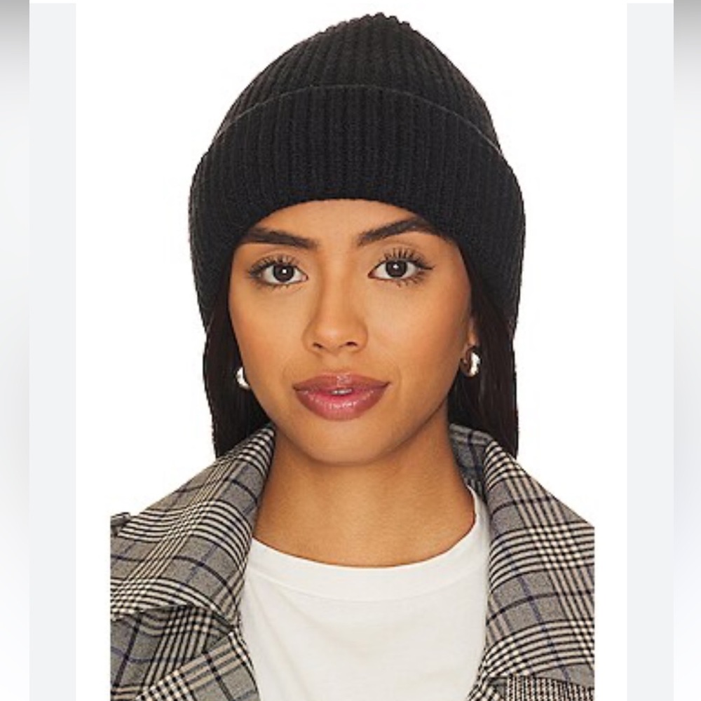 Hat Attack Match Rib Knit Beanie Hat in Black NWT